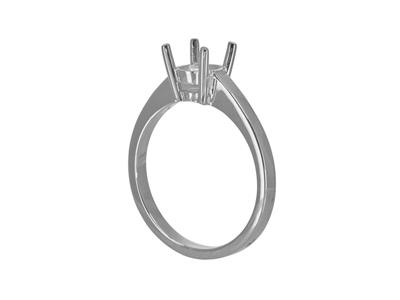 Solitaire 4 griffes pour pierre de 6,50 mm, corps plat, Or gris 18k Pd, doigt 68 - Image Standard - 3