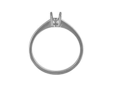 Solitaire 4 griffes pour pierre de 3,40 mm, corps plat, Or gris 18k Pd, doigt 55 - Image Standard - 2