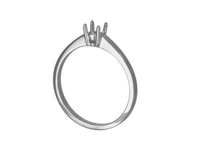 Solitaire 4 griffes pour pierre de 3,40 mm, corps plat, Or gris 18k Pd, doigt 57 - Image Standard - 3