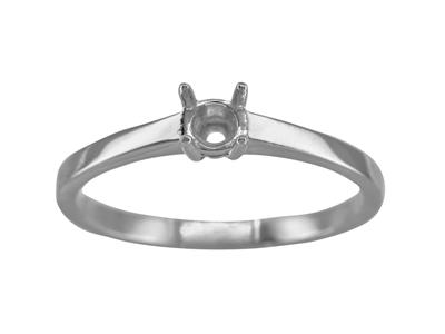 Solitaire 4 griffes pour pierre de 4,20 mm, corps plat, Or gris 18k Pd, doigt 54 - Image Standard - 1