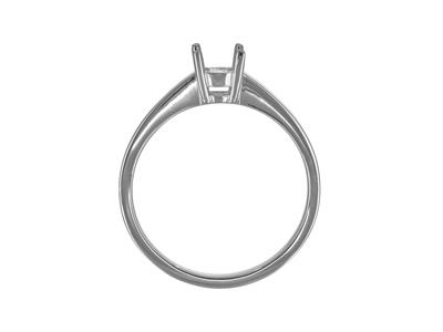 Solitaire 4 griffes pour pierre de 5,50 mm, corps plat, Or gris 18k Pd, doigt 50 - Image Standard - 2