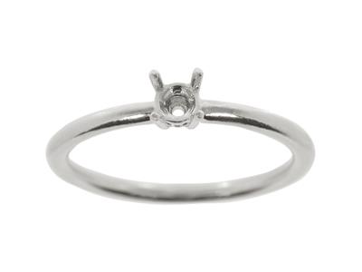 Solitaire 4 griffes pour pierre de 4,60 mm, corps bombé, Or gris 18k Pd, doigt 54 - Image Standard - 1
