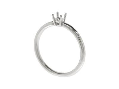 Solitaire 4 griffes pour pierre de 4,60 mm, corps bombé, Or gris 18k Pd, doigt 54 - Image Standard - 3