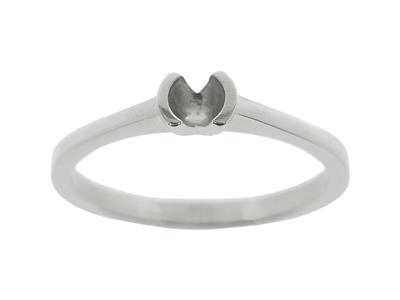 Solitaire serti demi-clos pour pierre de 4,20 mm, corps plat, Or gris 18k Pd, doigt 65 - Image Standard - 1