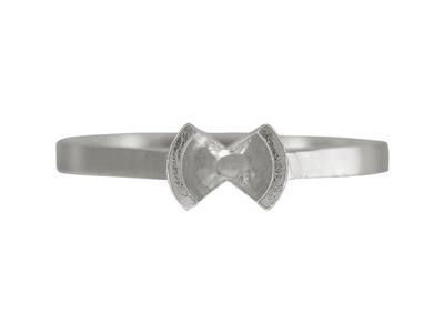 Solitaire serti demi-clos pour pierre de 5,50 mm, corps plat, Or gris 18k Pd, doigt 68 - Image Standard - 4