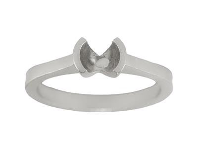 Solitaire serti demi-clos pour pierre de 6 mm, corps plat, Or gris 18k Pd, doigt 69