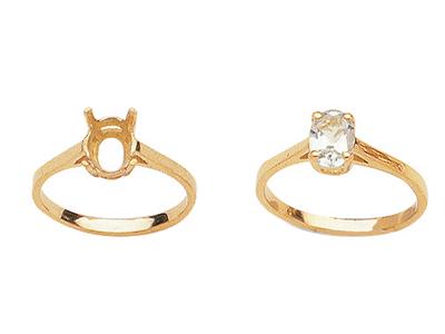 Bague serti 4 griffes pour pierre ovale de 9 x 7 mm, Or jaune 18k. Réf. 15367 - Image Standard - 3