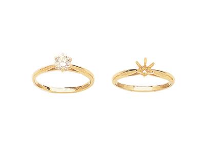 Solitaire 6 griffes pour pierre de 6,1 mm, Or jaune 18k. Réf. 25379 - Image Standard - 3
