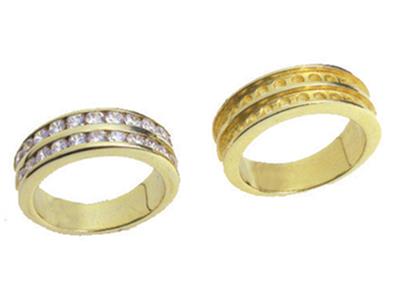 Alliance serti rail 2 rangs, Or jaune 18k. Réf. 00102 - Image Standard - 3