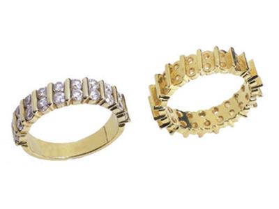 Alliance Barrette entière 2 rangs, Or jaune 18k. Réf. 452 - Image Standard - 3