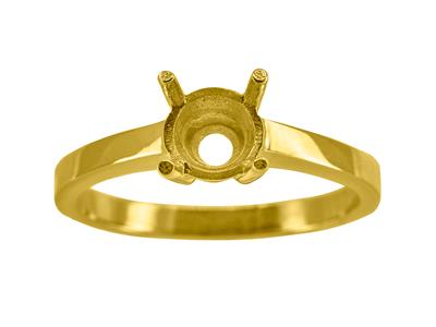 Solitaire 4 griffes pour pierre de 6,50 mm, corps plat, Or jaune 18k 3N, doigt 53 - Image Standard - 1
