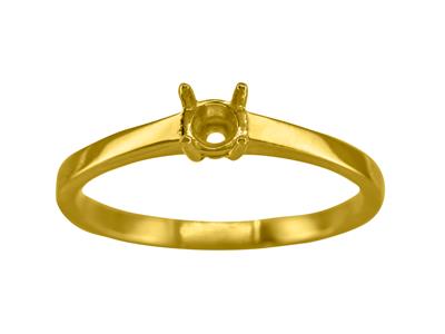 Solitaire 4 griffes pour pierre de 3,80 mm, corps plat, Or jaune 18k 3N, doigt 52 - Image Standard - 1