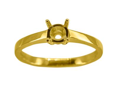 Solitaire 4 griffes pour pierre de 4,60 mm, corps plat, Or jaune 18k 3N, doigt 65 - Image Standard - 1