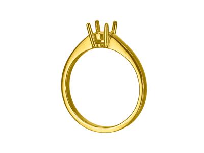 Solitaire 4 griffes pour pierre de 5,50 mm, corps plat, Or jaune 18k 3N, doigt 71 - Image Standard - 3