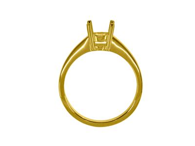 Solitaire 4 griffes pour pierre de 6 mm, corps plat, Or jaune 18k 3N, doigt 68 - Image Standard - 2