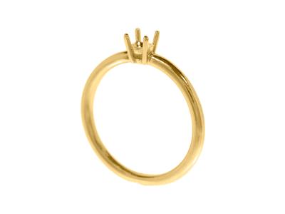 Solitaire 4 griffes pour pierre de 3,80 mm, corps bombé, Or jaune 18k 3N, doigt 54 - Image Standard - 3