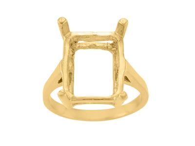 Bague serti 4 griffes pour pierre rectangle de 16 x 12 mm, Or jaune 18k. Réf. 15382 - Image Standard - 2