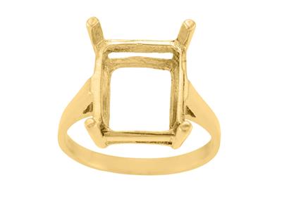 Bague serti 4 griffes pour pierre rectangle de 14 x 12 mm, Or jaune 18k. Réf. 15381 - Image Standard - 2