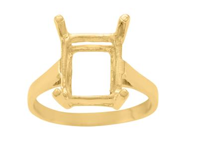 Bague serti 4 griffes pour pierre rectangle de 12 x 10 mm, Or jaune 18k. Réf. 15379 - Image Standard - 2