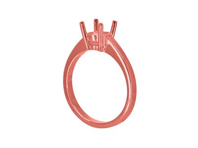 Solitaire 4 griffes pour pierre de 6,50 mm, corps plat, Or rouge 18k 5N, doigt 67 - Image Standard - 3