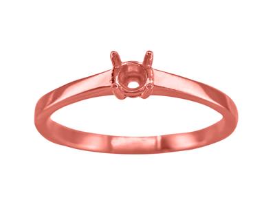 Solitaire 4 griffes pour pierre de 4,20 mm, corps plat, Or rouge 18k 5N, doigt 64 - Image Standard - 1