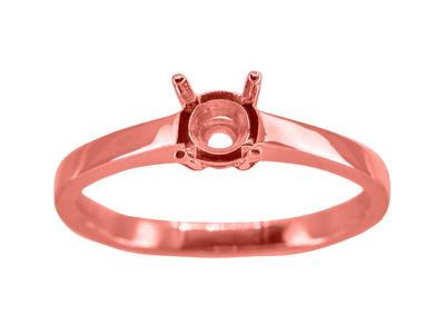 Solitaire 4 griffes pour pierre de 5,50 mm, corps plat, Or rouge 18k 5N, doigt 57 - Image Standard - 1