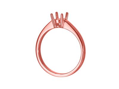Solitaire 4 griffes pour pierre de 5,50 mm, corps plat, Or rouge 18k 5N, doigt 57 - Image Standard - 3