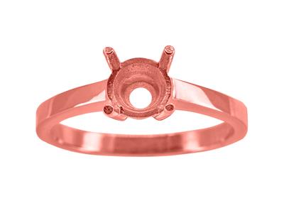 Solitaire 4 griffes pour pierre de 6 mm, corps plat, Or rouge 18k 5N, doigt 49 - Image Standard - 1