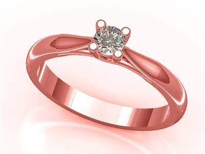 Solitaire 4 griffes croisées pour pierre de 3,8 mm, Or rouge 18k, Doigt 53. Réf. 03420 - Image Standard - 2