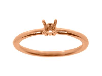 Solitaire 4 griffes pour pierre de 3,80 mm, corps bombé, Or rouge 18k 5N, doigt 54