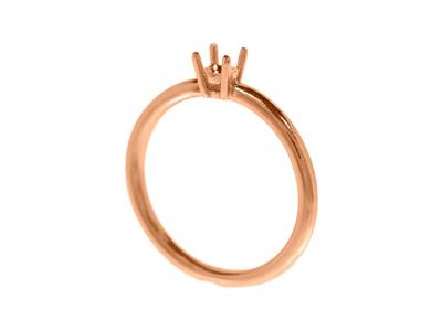 Solitaire 4 griffes pour pierre de 3,80 mm, corps bombé, Or rouge 18k 5N, doigt 54 - Image Standard - 3