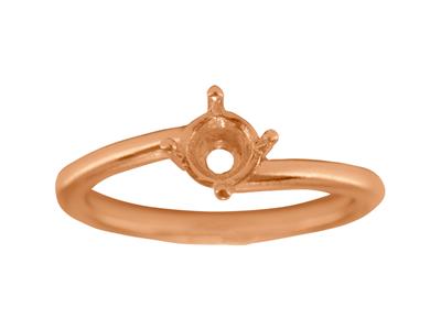 Solitaire 4 griffes décalées pour pierre de 6,50 mm, corps bombé, Or rouge 18k 5N, doigt 58 - Image Standard - 1