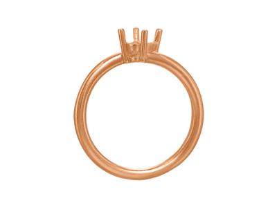 Solitaire 4 griffes décalées pour pierre de 6,50 mm, corps bombé, Or rouge 18k 5N, doigt 58 - Image Standard - 2