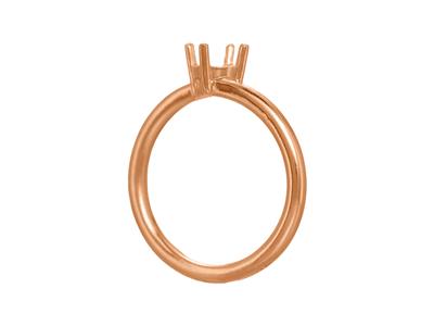 Solitaire 4 griffes décalées pour pierre de 6,50 mm, corps bombé, Or rouge 18k 5N, doigt 58 - Image Standard - 3