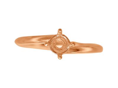 Solitaire 4 griffes décalées pour pierre de 6,50 mm, corps bombé, Or rouge 18k 5N, doigt 58 - Image Standard - 4