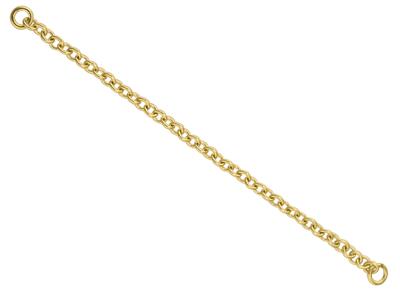 Chaînette de sûreté pour bracelet, maille Forçat ronde 1,15mm, 5,70 cm, Or jaune 9k