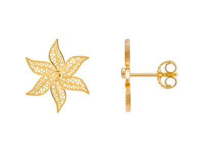 Boucles d'oreille puces Ylang Ylang, 15 mm, Or jaune 18k - Image Standard - 1