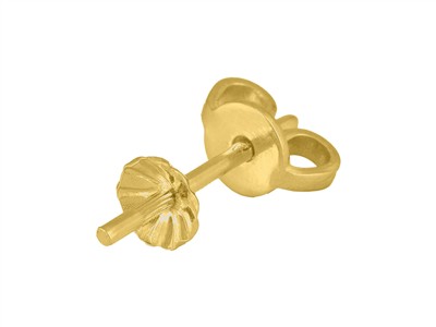 Tige calotte striée 4,50 mm avec poussette, Or jaune 18k. Réf. 07430, la pièce