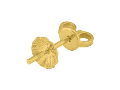 Tige calotte striée 6 mm avec poussette, Or jaune 18k. Réf. 07430, la pièce