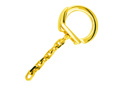 Porte-clés avec chaînette 18 mm, Or jaune 18k. Réf. 07163-bis
