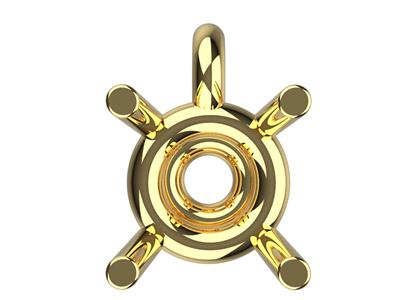 Chaton 3D, 4 griffes double bâte avec bélière pour pierre ronde de 3,4 mm, Or jaune 18k. Réf. 10410 - Image Standard - 3