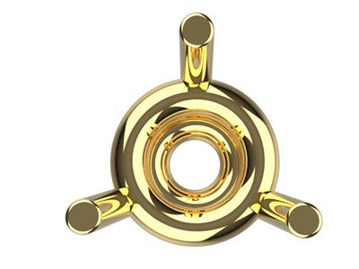 Chaton 3D, 3 griffes double bâte pour pierre ronde de 3,40 mm, Or jaune 18k. Réf. 10300 - Image Standard - 3
