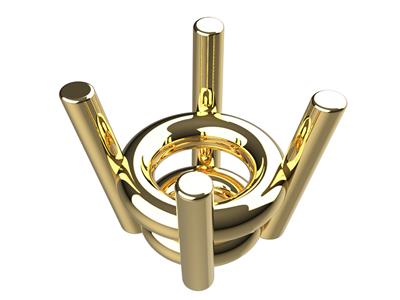 Chaton 3D, 4 griffes double bâte pour pierre ronde de 2,8 mm, Or jaune 18k. Réf. 10400 - Image Standard - 1