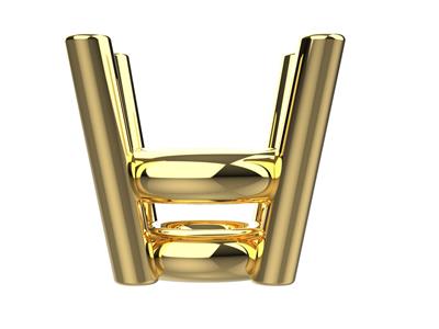 Chaton 3D, 4 griffes double bâte pour pierre ronde de 3,80 mm, Or jaune 18k. Réf. 10400 - Image Standard - 2