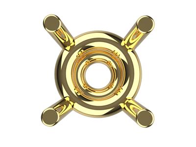 Chaton 3D, 4 griffes double bâte pour pierre ronde de 5,20 mm, Or jaune 18k. Réf. 10400 - Image Standard - 3