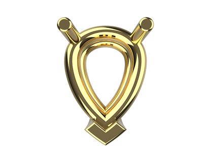 Chaton 3D, 3 griffes double bâte pour pierre poire 8 x 6 mm, Or jaune 18k. Réf. 10350 - Image Standard - 3