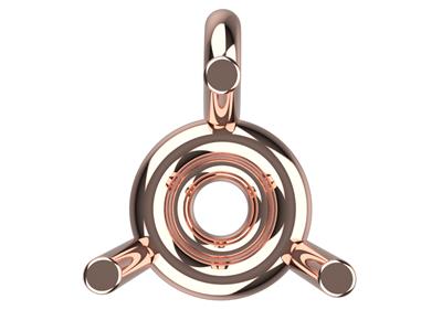 Chaton 3D, 3 griffes double bâte avec bélière pour pierre ronde de 3,8 mm, Or rouge 18k. Réf. 10310 - Image Standard - 3