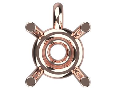 Chaton 3D, 4 griffes double bâte avec bélière pour pierre ronde de 6 mm, Or rouge 18k. Réf. 10410 - Image Standard - 3