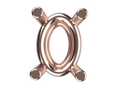 Chaton 3D, 4 griffes double bâte pour pierre ovale de 6 x 4 mm, Or rouge 18k. Réf. 10450 - Image Standard - 3