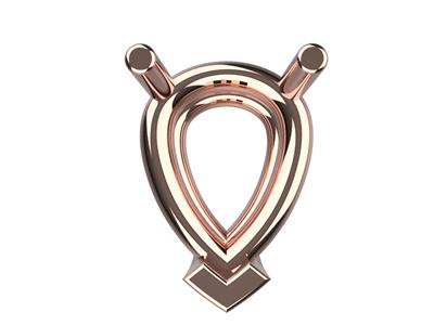 Chaton 3D, 3 griffes double bâte pour pierre poire de 8 x 6 mm, Or rouge 18k. Réf. 10350 - Image Standard - 3